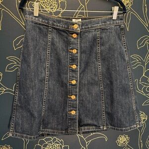 JCREW button front DENIM SKIRT a-line JEANS size 30 DEEP BLUE fits 8/10